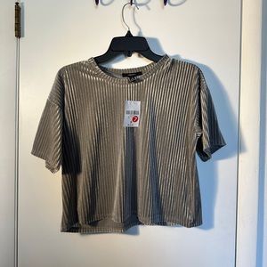 Grey velvet shadow stripe top